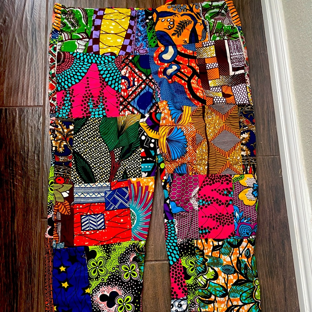 African print drawstring pants